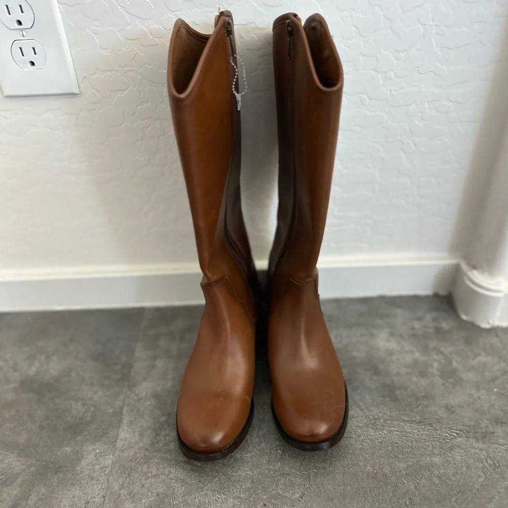 NEW Frye Women Marissa Medallion Leather Inside Zip Tall Boot US 5 Cognac $328 - Picture 9 of 10